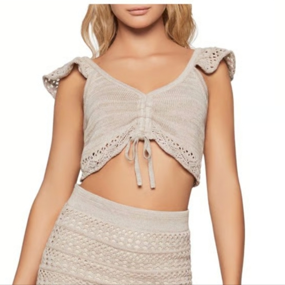 BCBGeneration Cream Knit Crop Top